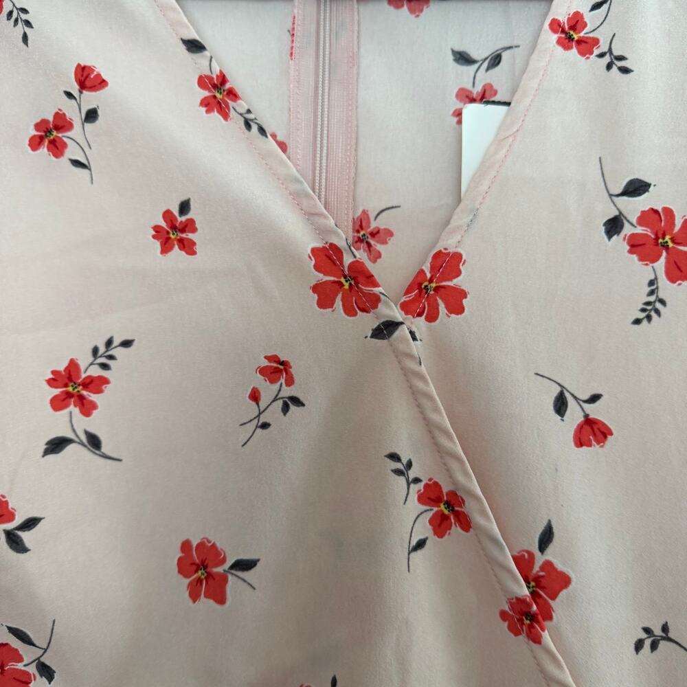 NWT JOA Floral Scrunch Hem Midi Dress Short Sleeve Zipper Back Size XL - Picture 5 of 11